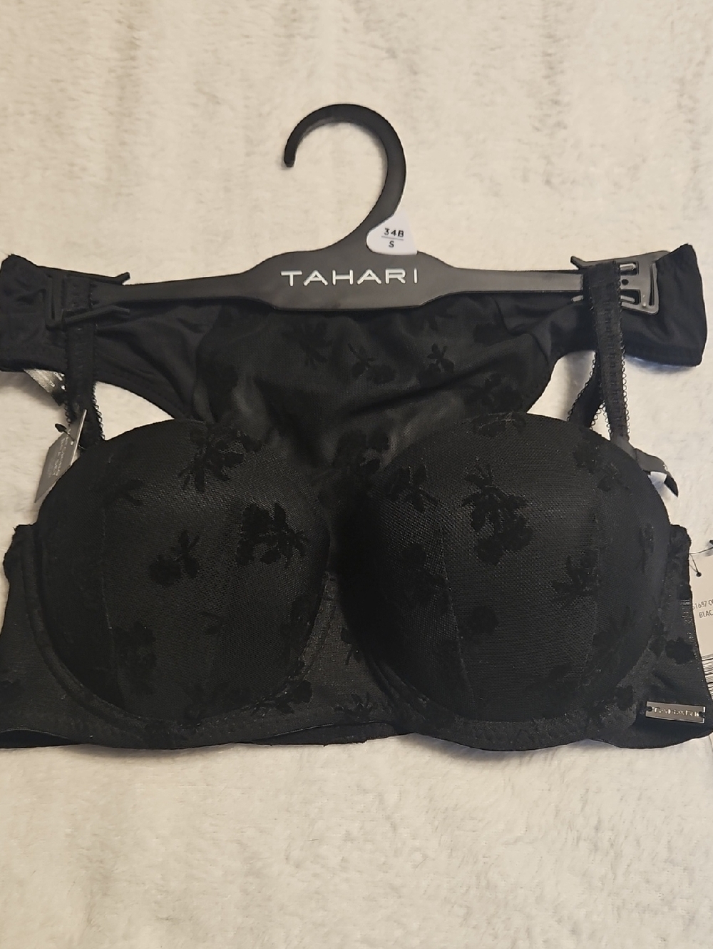 NWT Tahari Black Floral Bra and underwear set